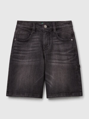 Benetton, Straight Fit Denim Bermudas, Size: L, Black, Kids United Colors of Benetton