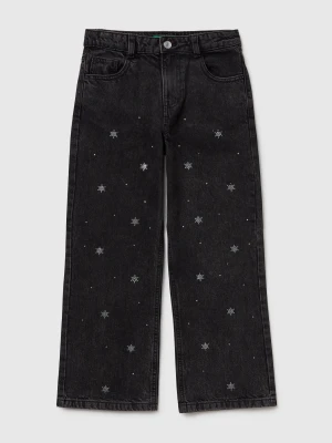 Benetton, Straight Fit Jeans With Rhinestones, Size: 3XL, Black, Kids United Colors of Benetton