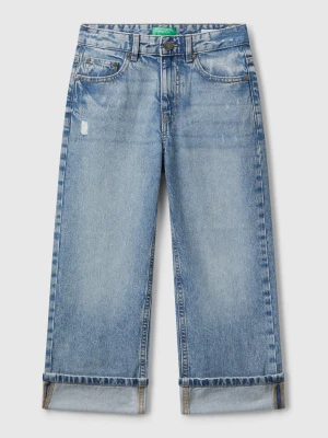 Benetton, Straight Jeans With Cuffs, Size: XL, Light Blue, Kids United Colors of Benetton