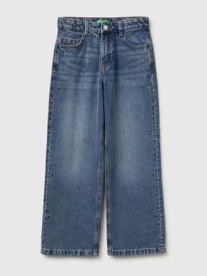 Benetton, Straight Jeans With Eyelets, Size: XL, Light Blue, Kids United Colors of Benetton
