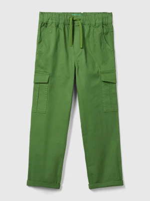 Benetton, Straight Leg Cargo Trousers, size 2XL, Military Green, Kids United Colors of Benetton