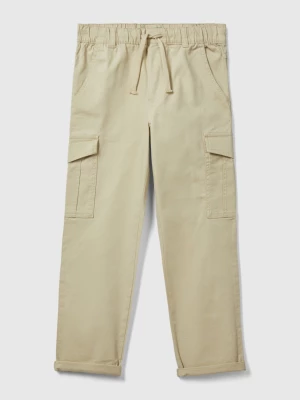 Benetton, Straight Leg Cargo Trousers, size M, Beige, Kids United Colors of Benetton