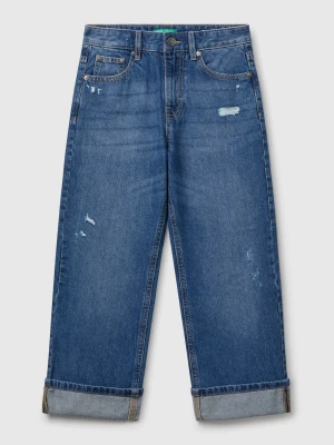 Benetton, Straight Leg Jeans With Tears, size XL, Blue, Kids United Colors of Benetton