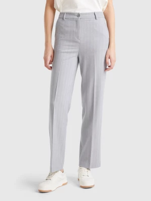 Benetton, Straight Trousers In Viscose Blend, size , Light Gray, Women United Colors of Benetton