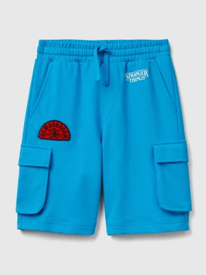 Benetton, Stranger Things Cargo Shorts, Size: XL, Bright Blue, Kids United Colors of Benetton