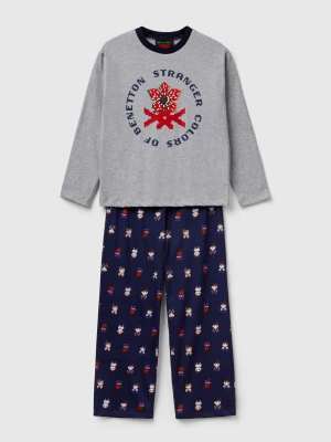 Benetton, Stranger Things Printed Pyjamas, Size: XL, Light Gray, Kids United Colors of Benetton