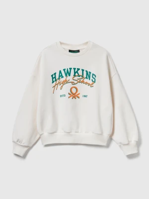 Benetton, Stranger Things Pullover Sweatshirt, Size: XL, Creamy White, Kids United Colors of Benetton