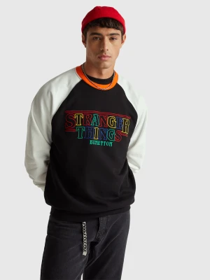 Benetton, Stranger Things Relaxed Fit Sweatshirt, Size: XS, Black, Men United Colors of Benetton