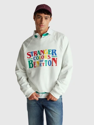 Benetton, Stranger Things Relaxed Fit Sweatshirt, Size: XS, Creamy White, Men United Colors of Benetton