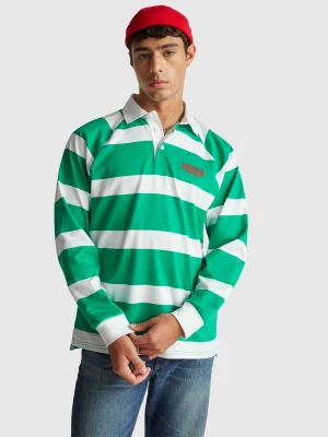 Benetton, Stranger Things Striped Polo, Size: XS, Green, Men United Colors of Benetton
