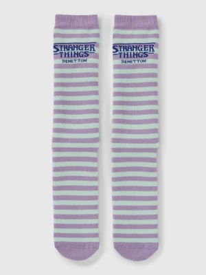 Benetton, Stranger Things Striped Socks, Size: 36-38, Lilac, Men United Colors of Benetton