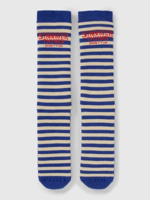 Benetton, Stranger Things Striped Socks, Size: 39-42, Blue, Men United Colors of Benetton