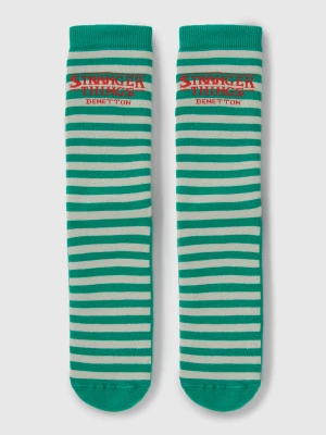 Benetton, Stranger Things Striped Socks, Size: 39-42, Green, Men United Colors of Benetton