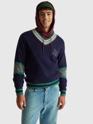 Benetton, Stranger Things V-neck Sweater, Size: XS, Dark Blue, Men United Colors of Benetton