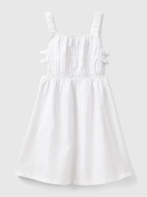Benetton, Strappy Dress In Linen Blend, size XL, White, Kids United Colors of Benetton