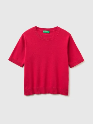 Benetton, Strawberry Red Short Sleeve Sweater, Size: S, Strawberry, Women United Colors of Benetton
