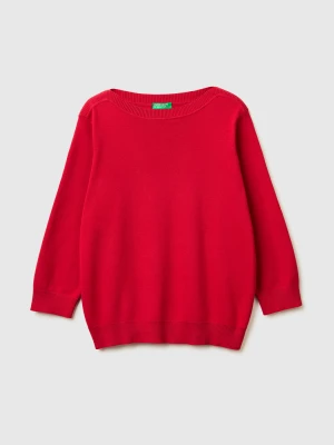 Benetton, Strawberry Red Sweater With Boat Neck, Size: XS, Strawberry, Women United Colors of Benetton