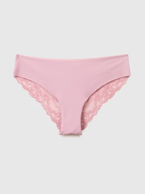 Benetton, Stretch Brazilian With Lace, Size: XS, Pink, Women United Colors of Benetton