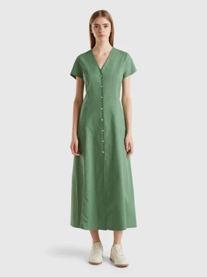 Benetton, Stretch Cotton And Linen Blend Dress, size XXS, Green, Women United Colors of Benetton