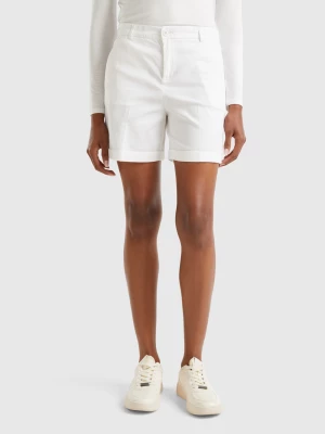 Benetton, Stretch Cotton Bermudas, size , White, Women United Colors of Benetton