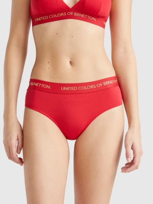 Benetton, Stretch Cotton Briefs, size XS, Red, Women United Colors of Benetton