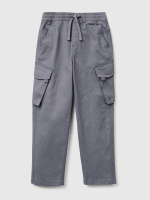 Benetton, Stretch Cotton Cargo Pants, Size: XL, Dark Gray, Kids United Colors of Benetton