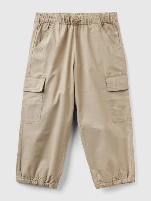 Benetton, Stretch Cotton Cargo Trousers, size 110, Beige, Kids United Colors of Benetton