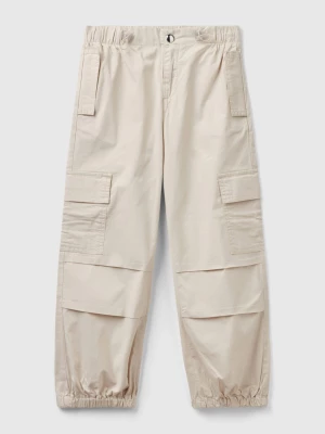 Benetton, Stretch Cotton Cargo Trousers, size 2XL, Beige, Kids United Colors of Benetton