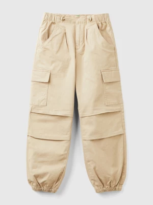 Benetton, Stretch Cotton Cargo Trousers, size 2XL, Beige, Kids United Colors of Benetton