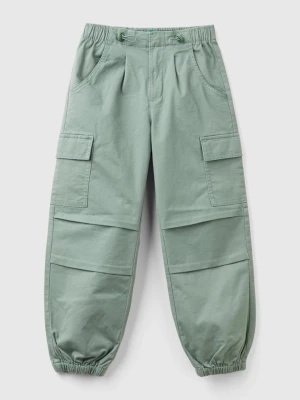 Benetton, Stretch Cotton Cargo Trousers, size 3XL, Light Green, Kids United Colors of Benetton