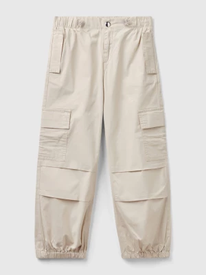 Benetton, Stretch Cotton Cargo Trousers, size S, Beige, Kids United Colors of Benetton