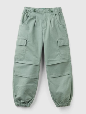 Benetton, Stretch Cotton Cargo Trousers, size S, Light Green, Kids United Colors of Benetton