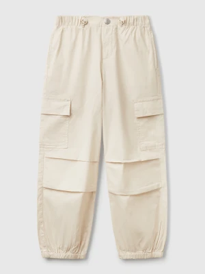 Benetton, Stretch Cotton Cargo Trousers, size XL, Beige, Kids United Colors of Benetton