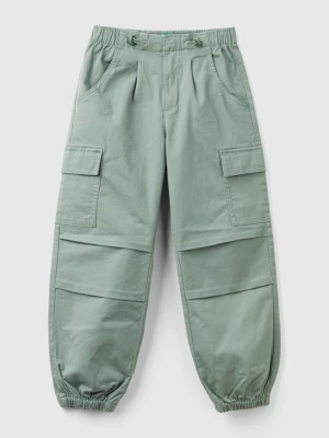 Benetton, Stretch Cotton Cargo Trousers, size XL, Light Green, Kids United Colors of Benetton