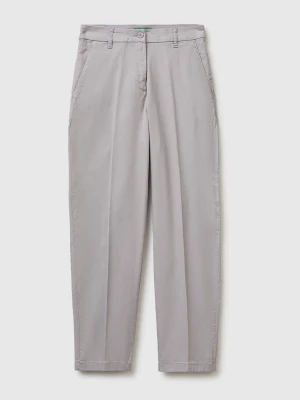 Benetton, Stretch Cotton Chinos, Gray, Women United Colors of Benetton