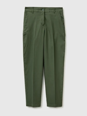 Benetton, Stretch Cotton Chinos, Military Green, Women United Colors of Benetton