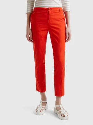 Benetton, Stretch Cotton Chinos, size , Red, Women United Colors of Benetton