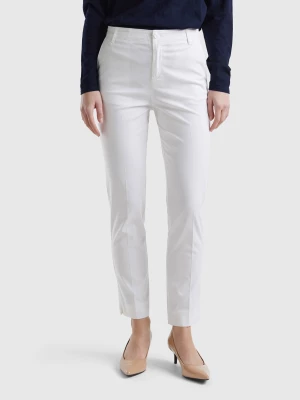 Benetton, Stretch Cotton Chinos, size , White, Women United Colors of Benetton