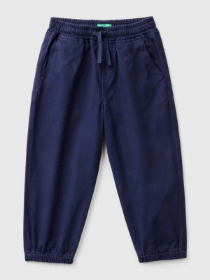 Benetton, Stretch Cotton Joggers With Drawstring, size 110, Dark Blue, Kids United Colors of Benetton