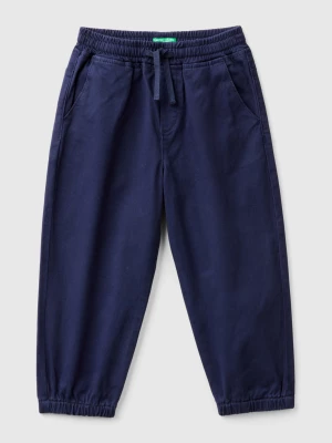 Benetton, Stretch Cotton Joggers With Drawstring, size 110, Dark Blue, Kids United Colors of Benetton