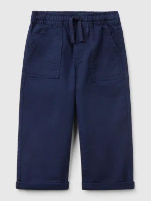 Benetton, Stretch Cotton Joggers With Drawstring, size 116, Dark Blue, Kids United Colors of Benetton