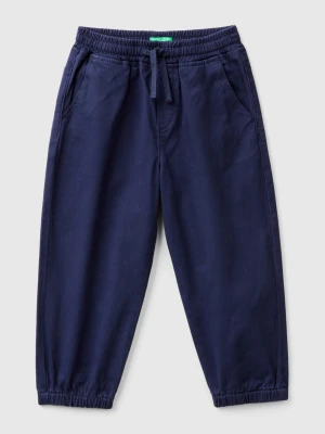 Benetton, Stretch Cotton Joggers With Drawstring, Size: 116, Dark Blue, Kids United Colors of Benetton