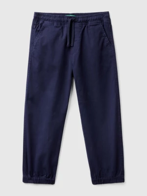 Benetton, Stretch Cotton Joggers With Drawstring, size 2XL, Dark Blue, Kids United Colors of Benetton