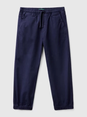 Benetton, Stretch Cotton Joggers With Drawstring, size 3XL, Dark Blue, Kids United Colors of Benetton