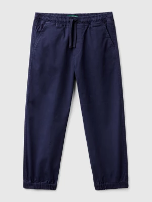 Benetton, Stretch Cotton Joggers With Drawstring, size L, Dark Blue, Kids United Colors of Benetton