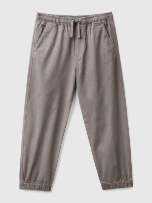 Benetton, Stretch Cotton Joggers With Drawstring, size L, Dark Gray, Kids United Colors of Benetton