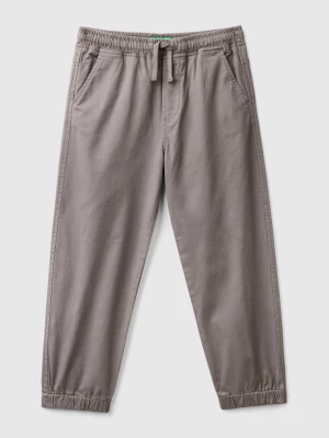 Benetton, Stretch Cotton Joggers With Drawstring, size L, Dark Gray, Kids United Colors of Benetton