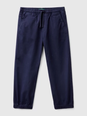 Benetton, Stretch Cotton Joggers With Drawstring, size S, Dark Blue, Kids United Colors of Benetton