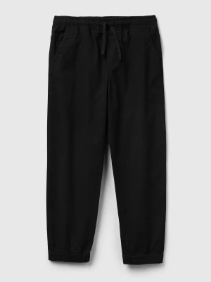 Benetton, Stretch Cotton Joggers With Drawstring, Size: XL, Black, Kids United Colors of Benetton