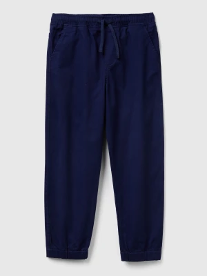 Benetton, Stretch Cotton Joggers With Drawstring, Size: XL, Dark Blue, Kids United Colors of Benetton